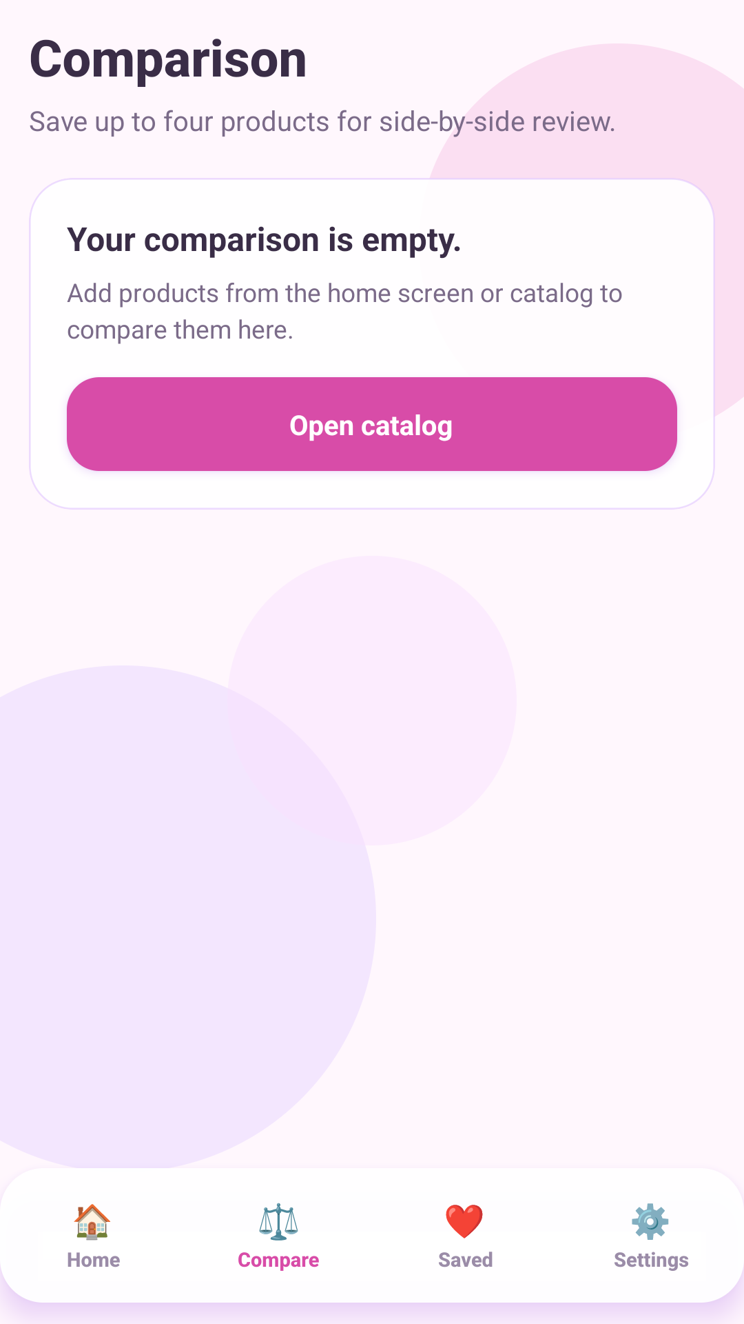 Beauty Balance comparison screen